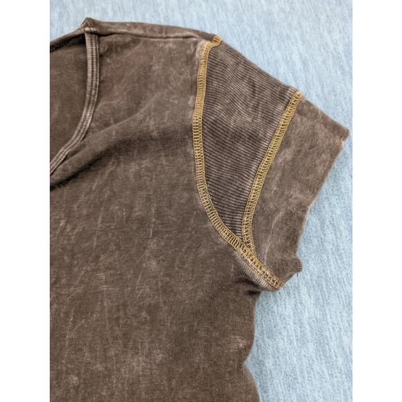 Vintage Xcit Moda Shirt Womens XL Brown Embellished Y2K Boho Short Sleeve Grunge - Picture 7 of 13